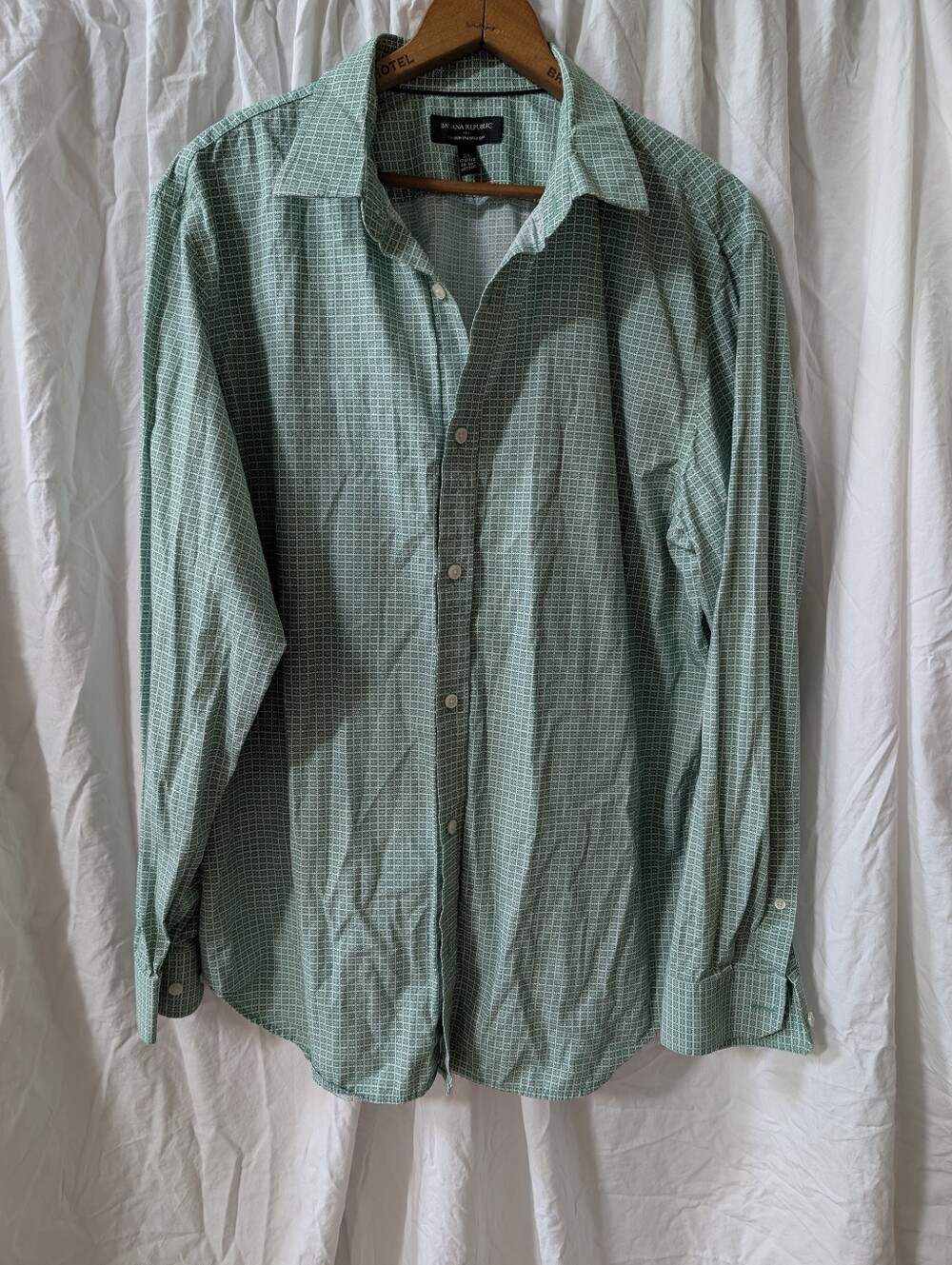 Banana Republic Mint Green Micro-Check Dress Shirt